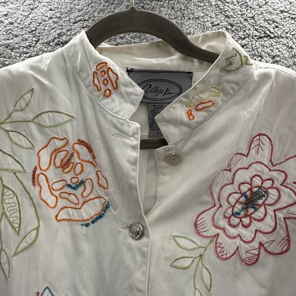 Vintage Alex Kim Women's Large Floral Embroidered Jacket Button Up Lined‎ EUC - Picture 8 of 11